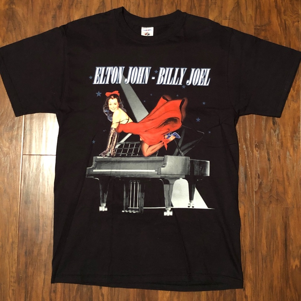 Rare Elton John Billy Joel Face 2 Face tour heavy cotton t shirt sz M